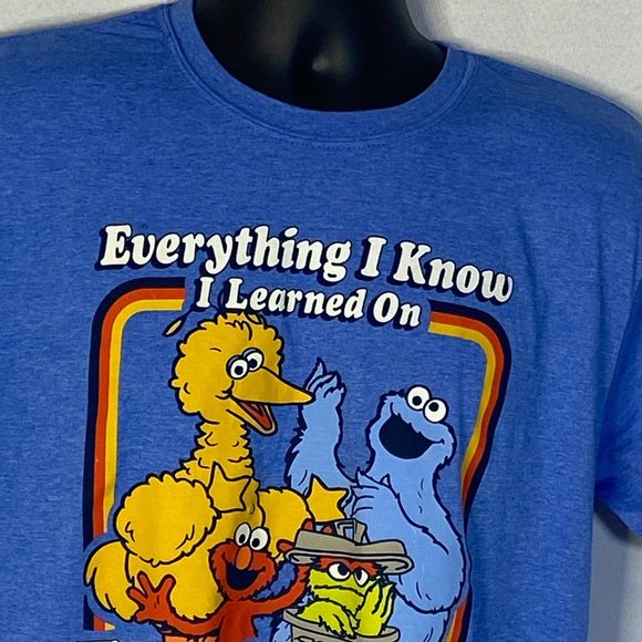 Sesame St Theme Tee Blue Yellow Graphics Short Sleeve See Measurements Adult L - Picture 4 of 5